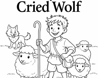 Libro para colorear "El niño que gritó lobo" (PDF) para niños - Descarga instantánea
