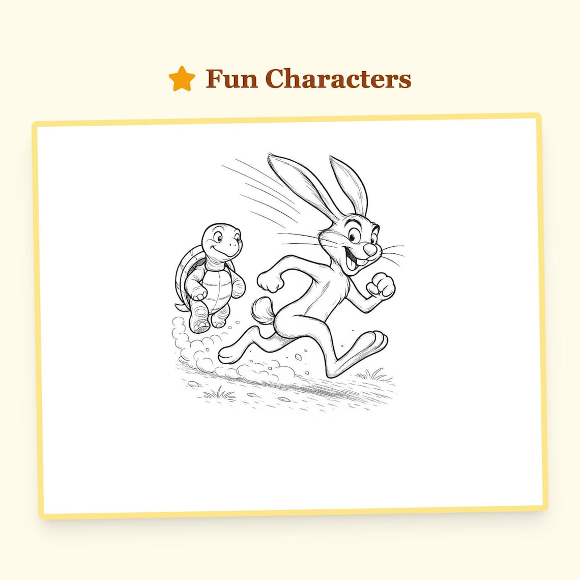 The Tortoise and the Hare Coloring Storybook PDF for Kids - Instant ...
