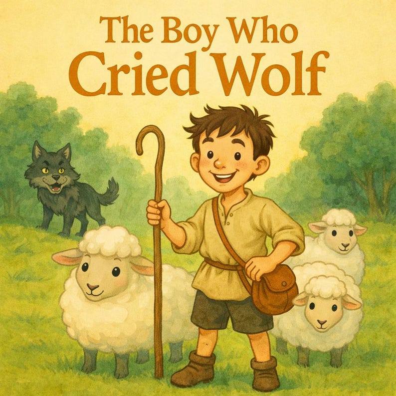The Boy Who Cried Wolf Storybook : Kids Fairy Tale + Bonus Art (PDF ...