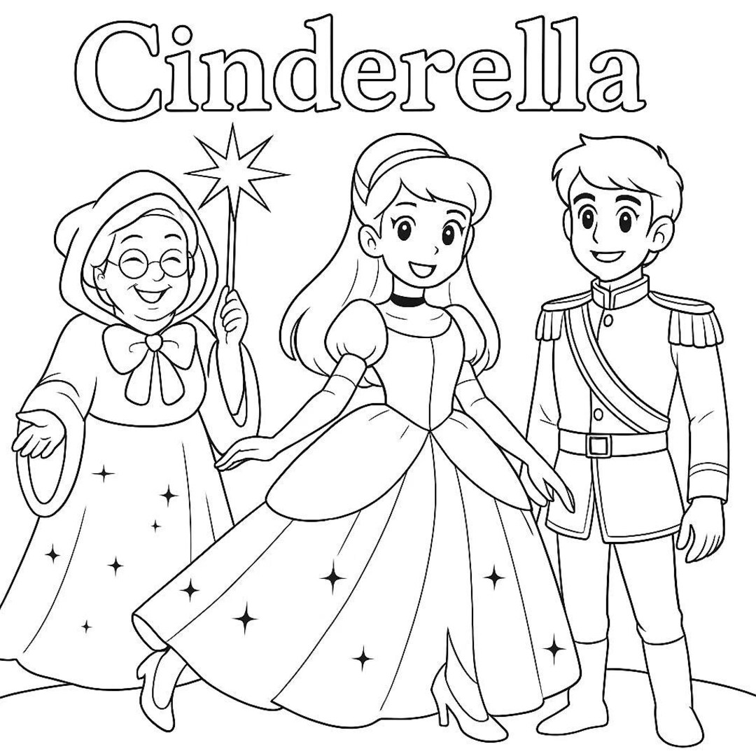 Cinderella Coloring Storybook PDF for Kids Instant Download Etsy UK