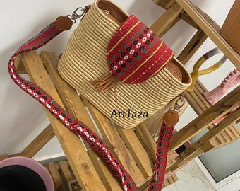 Handmade Moroccan Raffia Tote Bag, Boho Summer Beach Purse