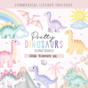 Clipart de dinossauro, unicórnio PNG, unicórnio arco-íris PNG, clipart de arco-íris, clipart de dinossauro pastel, pacote png de meninas, ilustração de dinossauro