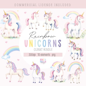 Imágenes prediseñadas de unicornio arcoíris, unicornio PNG, unicornio arcoíris PNG, imágenes prediseñadas de arcoíris, imágenes prediseñadas de unicornio pastel, paquete de imágenes prediseñadas de niñas, ilustración de unicornio