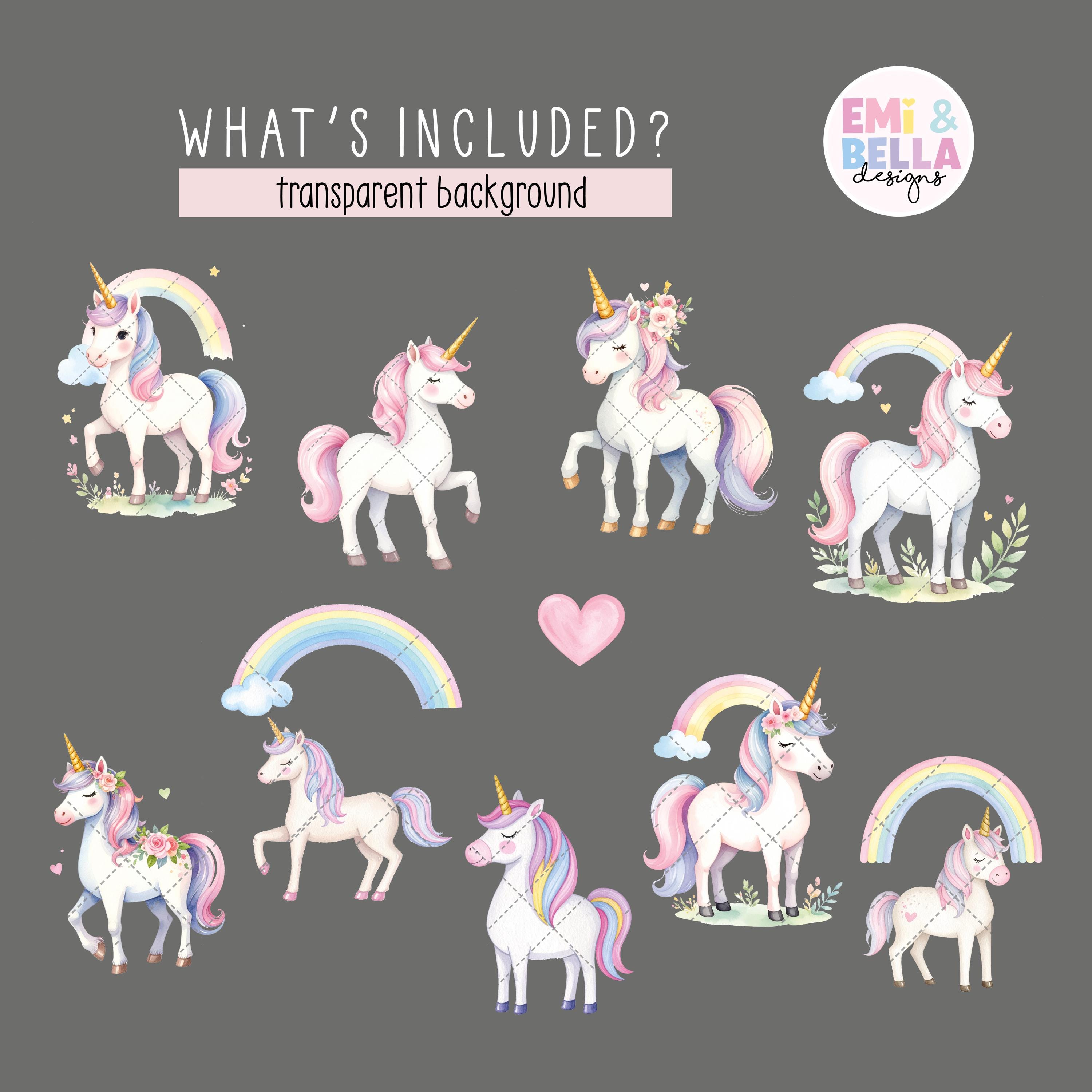 Rainbow Unicorn Clipart: Pastel PNG Bundle (300 DPI) - Etsy