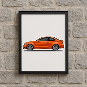 Orange Turbo Coupe Side Profile – Printable Car Wall Art, Digital Download for Automotive Enthusiasts, Euro Performance Car Poster