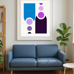 Purple & Blue Geometric Abstract Art Print – Modern Digital Download Poster