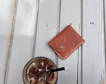 Cartera minimalista, cartera de cuero hecha a mano, cartera de cuero de regalo, cartera para hombre, cartera para el día del padre