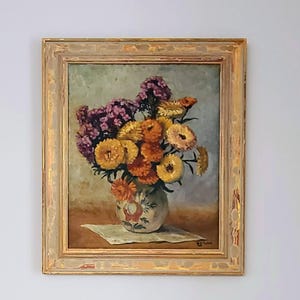 Vintage French Floral- Oil on Board