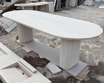 Ovale travertijn tafel, Eettafel travertijn, Ovale travertijn eettafel, Travertijn tafel