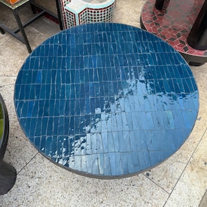 Round mosaic table, handmade round coffee table, Zellige dining table, round handmade mosaic table, Round coffee table