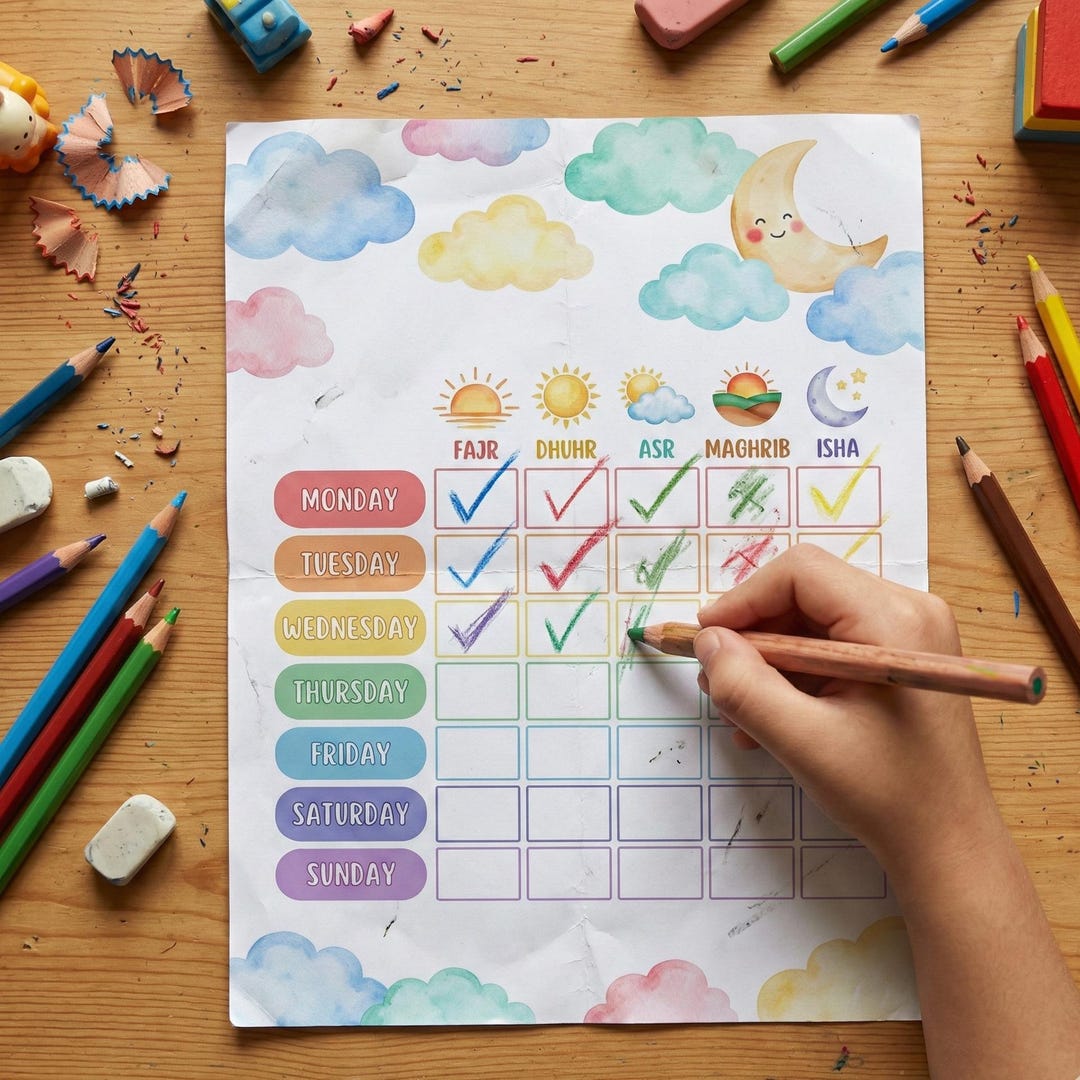 Salah Tracker for Kids | Weekly Islamic Prayer Chart Guide, Muslim ...