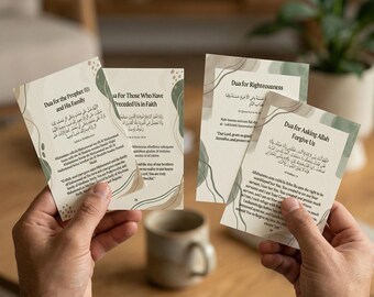 Ramadan Daily Islamic Dua Cards, 30+20 Flashcards Arabic & English with Transliterations