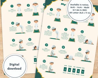 Salah Steps for Kids | Muslim Children Step by Step Learning Guide | Digital Download Print