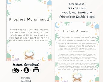 Prophets in Islam Cards (Double Sided) for Kids, Islamic Educational Stories