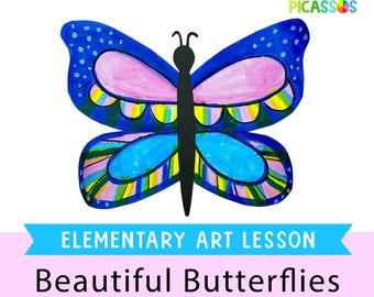 Fun & Easy Art Lesson for Kids | Elementary Art Project|Homeschool Art Lesson |Butterfly Art Lesson Plan | Color Lesson |Symmetry Art Lesson