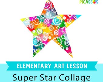 Elementary Collage Art Project | Homeschool Art Lesson |  | Art Lesson for Children | How to Draw a Star Art Lesson
