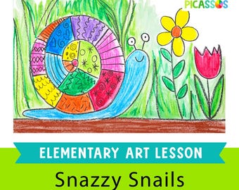 Fun & Easy Art Lesson for Kids | Elementary Art Project | Homeschool Art Lesson | Art Lesson Plan| Homeschool Resource | How to Draw a Snail