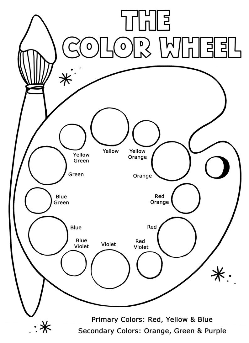 Printable Coloring Worksheet PDF | Kids Color Wheel Activity| Color ...