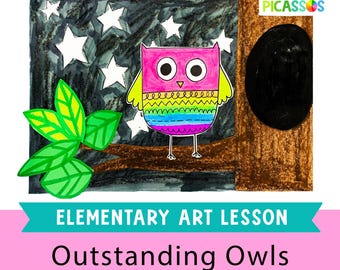Fun & Easy Art Lesson for Kids | Elementary Art Project | Homeschool Art Lesson | Drawing/Painting Art Lesson | How to Draw an Owl Lesson