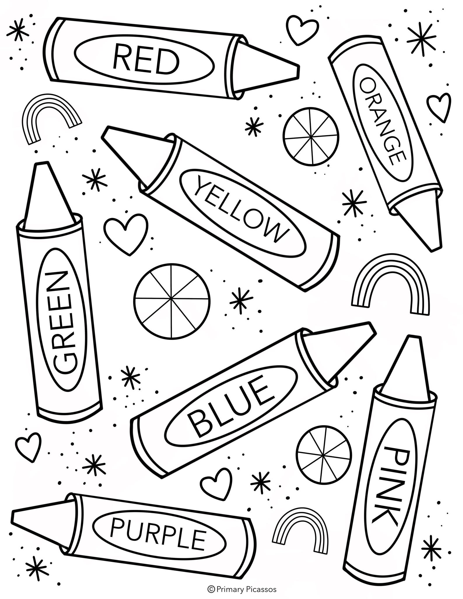 Crayon Coloring Sheet Printable | Kids Coloring Page (PDF) | Coloring ...