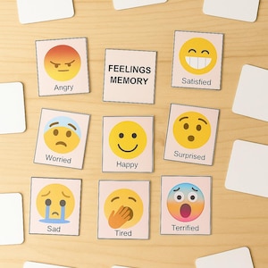 Juego de memoria imprimible para niños - Sentimientos y emociones - Juego educativo de correspondencias - Aprendizaje emocional - Descarga instantánea - 18 tarjetas didácticas