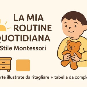 Routine quotidiana visiva per bambini 2-5 anni | PDF stampabile con carte illustrate per mattina e sera | Metodo Montessori – italiano