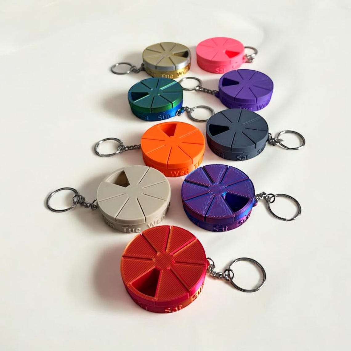 Container Key Ring Mini 7-day Pill Container Keyring: Rotating Travel Pill Box - Etsy
