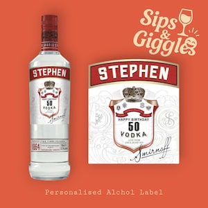 Personalised Vodka Label, Custom Vodka Bottle Label, Gift for Vodka Lovers, Party Favor, Personalized Label for Events