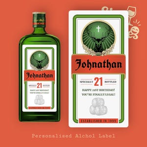 Gepersonaliseerd etiket kruidenlikeur, aangepaste sticker fles donkere drank, verjaardagscadeau voor hem, bruidsjonkers, label feestdrankje