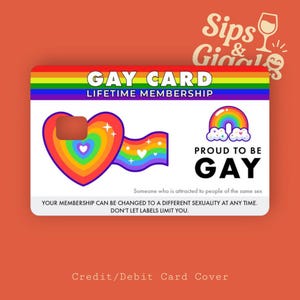 Gay Card creditcard/betaalpas, levenslang lidmaatschap Pride Card Skin, LGBTQ+-bevestigingscadeau, grappig queer-portemonneeaccessoire, compatibel met chip