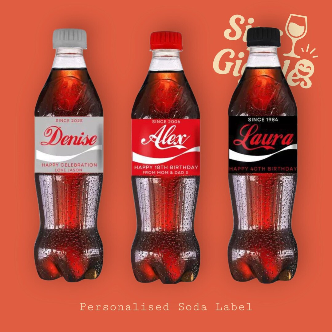 Personalized 2x Cola Bottle Label, Custom Soda Label, Unique Drink ...