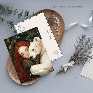Je te serre dans mes bras : Carte Postale Numérique à Imprimer -  Femme avec peluche - post card Aquarelle Scrapbooking JPG PNG PDF