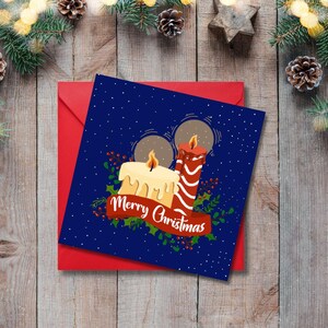 Candle Christmas Card |Xmas Card | Xmas Card For Family & Friends|Holiday Xmas Greeting Card| Festive Xmas Card|Seasonal Celebration Card