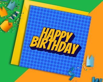 Tarjeta de cumpleaños de cómic / Estilo superhéroe sarcástico