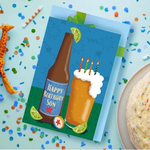 Tarjeta de feliz cumpleaños para hijo / Feliz cumpleaños para él / Tarjeta de cumpleaños divertida para él /