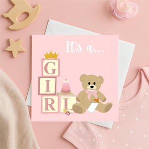 Congratulazioni per la nascita di una bambina / Biglietto d'auguri per neonata / Biglietto d'auguri per neonata / Biglietto per bambina / Biglietto originale / Biglietto per baby shower