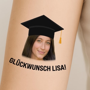 Personalisiertes Tattoo zum Bachelor- oder Masterabschluss I Individuell mit Text & Foto | Perfekt für Abschlussfeier und Party I