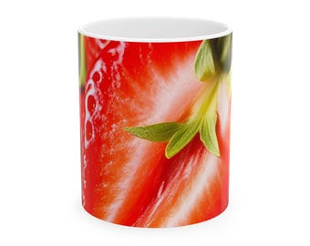 Erdbeer-Keramik-Kaffeetasse: Lebendiges Küchengeschirr Geschenk