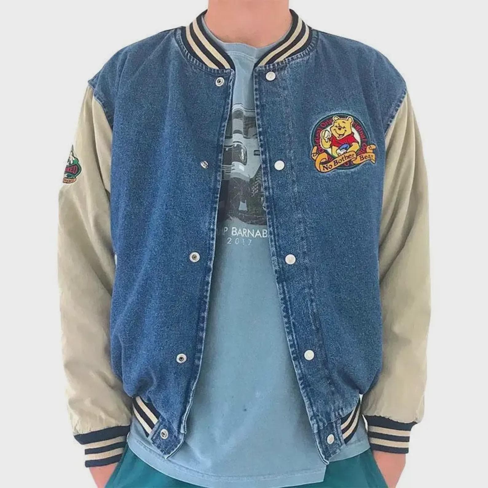 Winnie the pooh denim varsity jacket - Etsy 日本