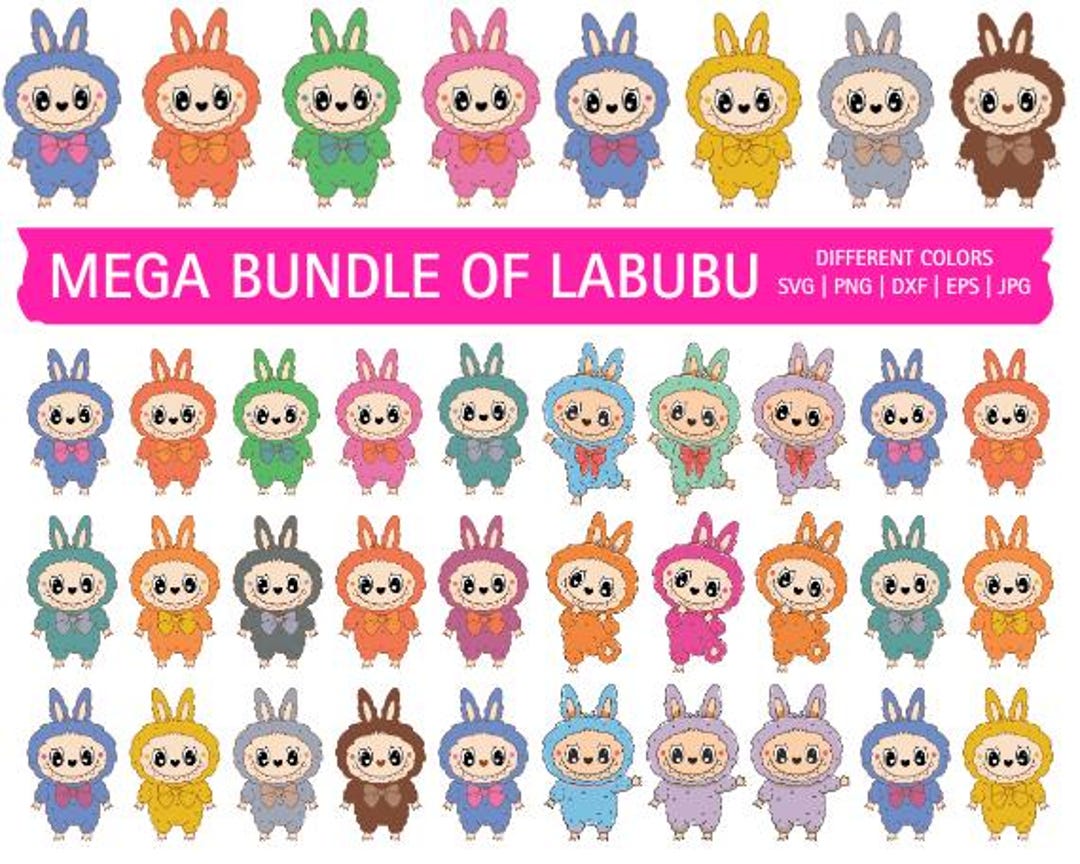 Adorable Labubu Clipart: Cartoon Character SVG Instant Download - Etsy