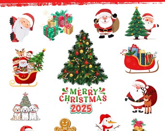 Merry Christmas SVG Bundle: Weihnachtsmann, Schneemann, Weihnachtsbaum Clipart (Instant Download)