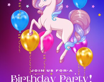Einhorn Geburtstagseinladung: Bearbeitbare Regenbogen Party einladen (Digitaler Download)
