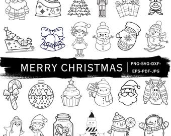 Weihnachten SVG Bundle: festliche Cliparts, Karten & T-Shirt Designs (Instant Download)
