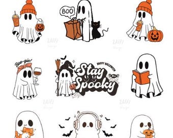 Spooky Season Svg Bundle, Spooky Ghost SVG, Ghost T-shirt, Halloween Shirt Sublimation Design, Halloween Spooky Svg, Funny Halloween SVG