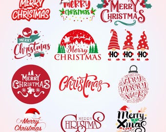 Frohe Weihnachten SVG Bundle: Retro Urlaub Clipart (digitaler Download)