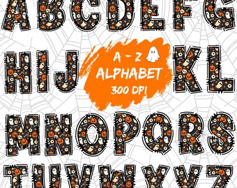 Alfabeto de Halloween PNG Clipart, Decoración de Halloween, Letras de Halloween, Alfabeto Png, Temporada espeluznante, Arte de Halloween, Letras espeluznantes