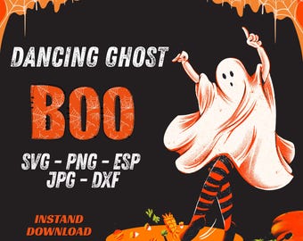 Tanzender Geist SVG Bundle: Halloween Clipart, Kürbis, Spinnennetz (Digitaler Download