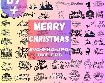 Frohe Weihnachten SVG Bundle: Weihnachts Zitate, Baum Designs (Digitale Schnitt Dateien)