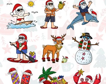 Surfing Santa SVG: Lustiges Weihnachtsdesign (Digitaler Download)