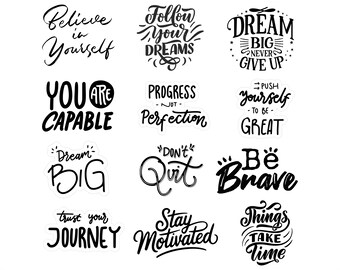 Inspirierende Zitate SVG-Bundle: Motivierende Sprüche, Schnittdateien